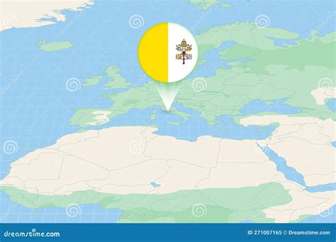 Map Illustration of Vatican City with the Flag. Cartographic ...