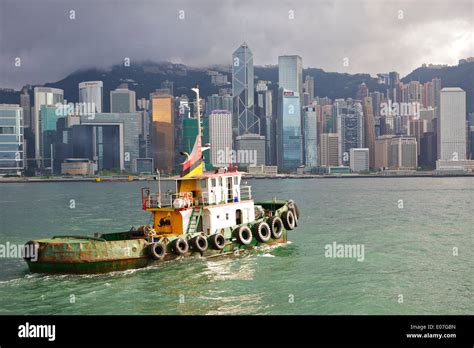 A Tug And The City Battered Tug Off Tsim Sha Tsui Victoria Harbour