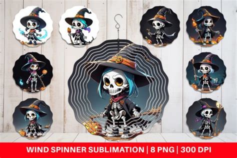 Wind Spinner Halloween Skeleton Graphic By Artnoy Creative Fabrica