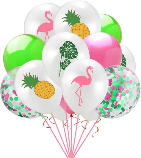 15 Stück Flamingo Luftballons Tropische Blatt Ananas Hibiskus