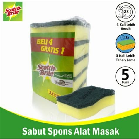 Jual 3M Scotch Brite Sabut Spons Hijau Cuci Piring ID 30P5 5Pcs