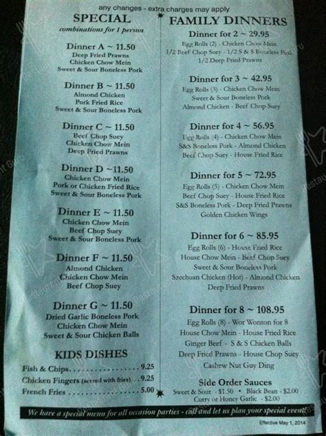 Menu At Winfield Chinese Restaurant Lake Country