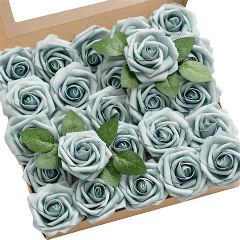 Amazon Ling S Moment Artificial Flowers Pcs Dusty Blue Roses