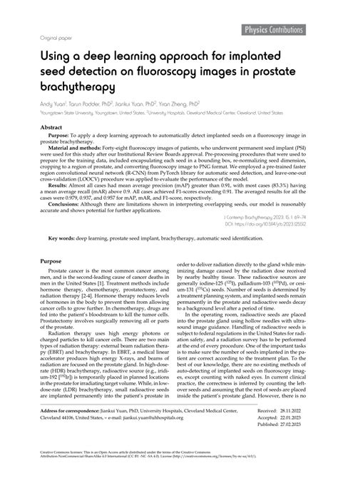 Pdf Using A Deep Learning Approach For Implanted Seed Detection On