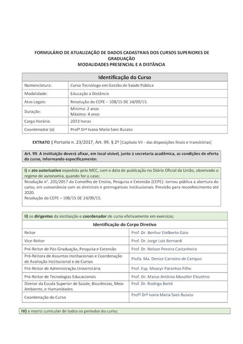 Pdf FormulÁrio De AtualizaÇÃo De Dados Cadastrais £o · FormulÁrio