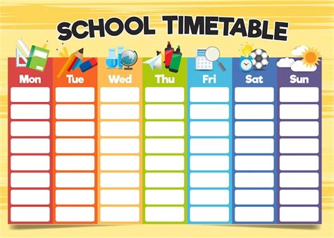 Premium Vector | School timetable template, a weekly curriculum design