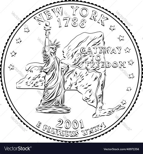 American money quarter 25 cent coin new york Vector Image