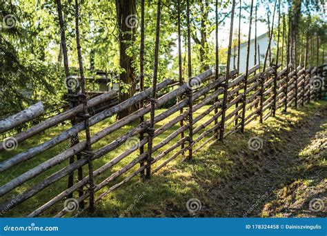 Old Garden Natural Wooden Fence Stock Photo - Image of green, country ...