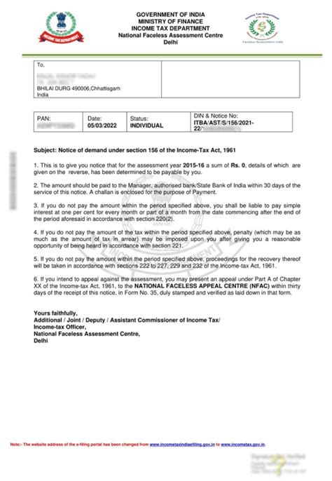 Income Tax Demand Notice Section 156 Of Income Tax Act 1961