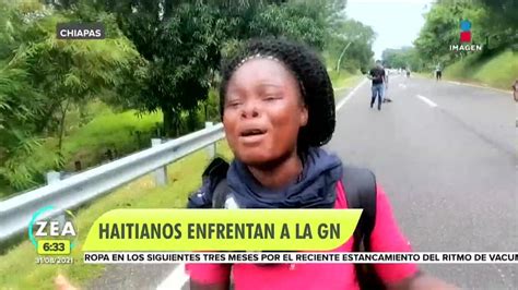 Migrantes Haitianos Usan Piedras Para Romper Cerco De La Gn En Chiapas