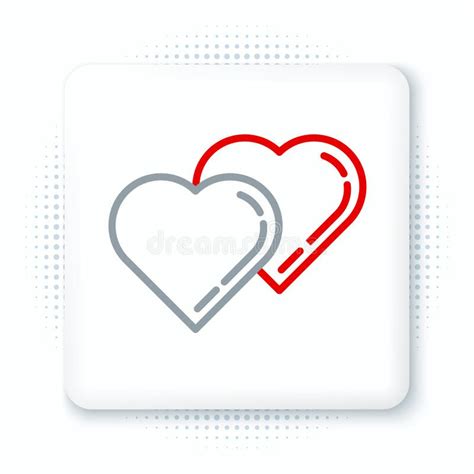 Line Two Linked Hearts Icon Isolated On White Background Romantic