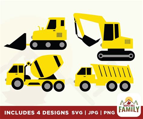 Bau SVG LKW Svg Dateien Bagger Svg Kipper Svg Bau Clipart Cricut