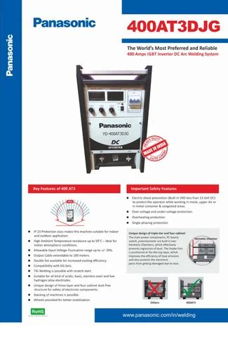 Panasonic IGBT Inverter Controlled DC ARC Welding System YD 400AT3DJG