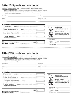 Fillable Online Gcisd K12 2014 2015 Yearbook Order Form 2014 2015