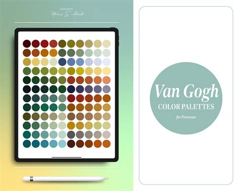 5 Vincent Van Gogh Color Palettes For Procreate 150 Hues Etsy