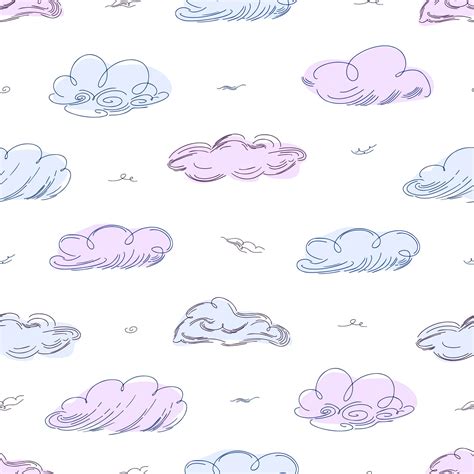 Premium Vector | Seamless cloud pattern graphics in trendy style on ...