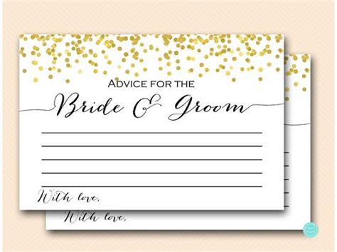 Gold Advice For Bride And Groom Card And Sign Printabell • Express