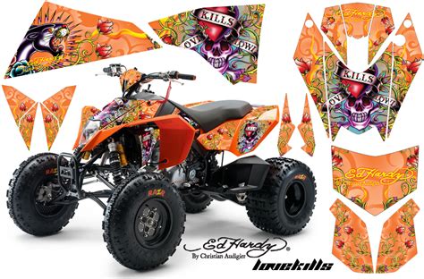 Dekorekit Grafik Kit Dekor Ed Hardy Love Kills Ktm 450 505 525 Quad Atv Graphic