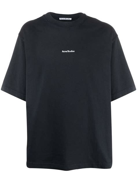 Acne Studios Camiseta De Algodão Estampa De Logo Preto FARFETCH