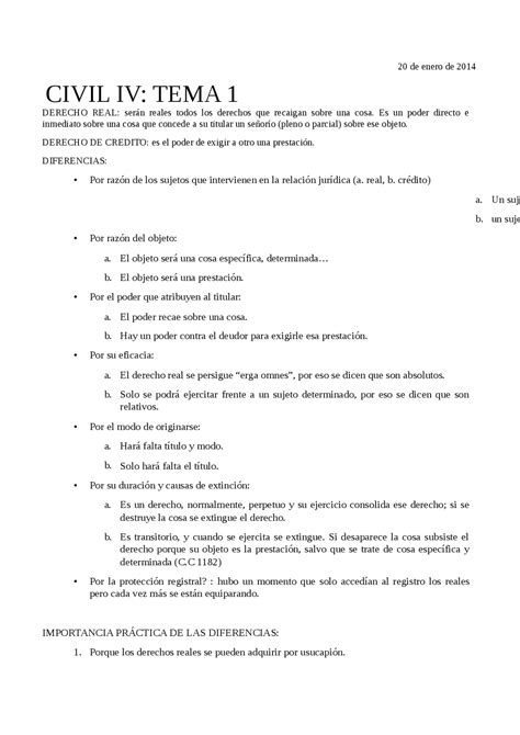 Civil Iv Tema 1 Derecho Real Serán Reales Todos Los Derechos Que