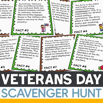 Veterans Day Scavenger Hunt Reading Comprehension Activity TPT