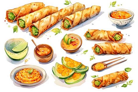 Premium Photo Artistic Appetizers Hand Drawn Food