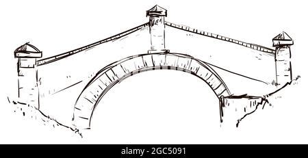 Ilustración aislada del Puente Colombiano de Boyacá en estilo de