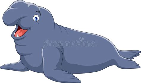 Cartoon Elephant Seal Isolated on White Background Stock Vector - Illustration of coast, beach ...