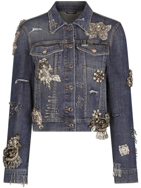 Dolce Gabbana Jaqueta Jeans Aplicação De Strass Farfetch