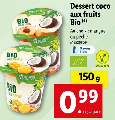 Promo VEMONDO Dessert Coco Aux Fruits Bio Chez Lidl