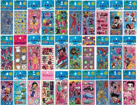 Kit Cartelas Adesivo Infantil Sticker V Rios Personagens