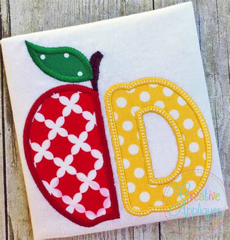 Apple Alphabet Letter Set A Z Applique Machine Embroidery Etsy