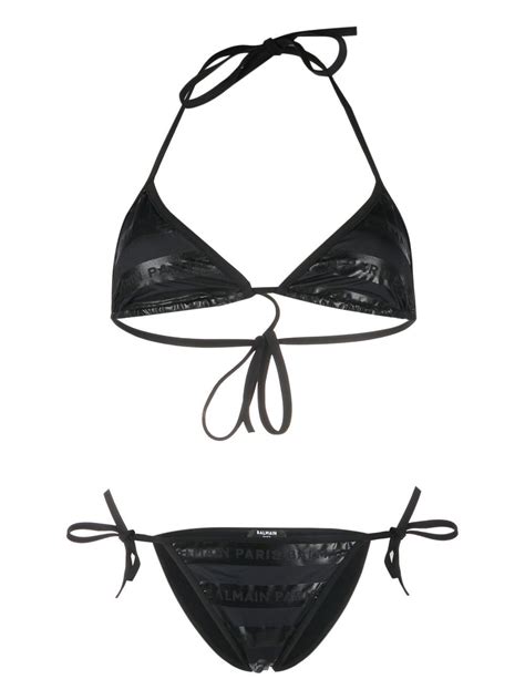 Balmain Logo Print Bikini Farfetch