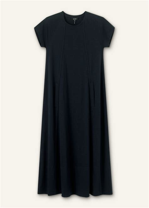 Slub Jersey Midi Swing Dress Navy