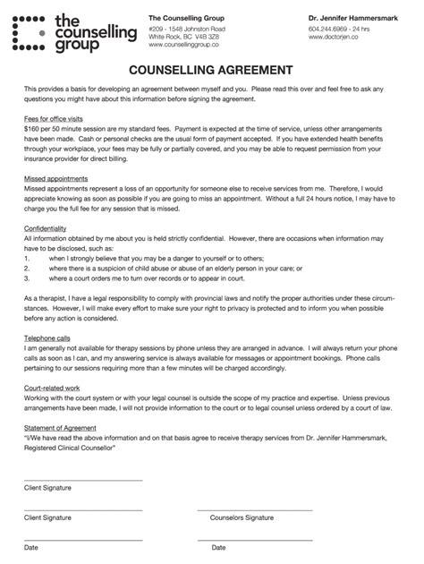 Fillable Online Counselling Agreement Fax Email Print PdfFiller