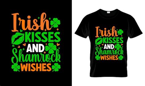 Premium Vector Irish Kisses And Shamrock Wishes Colorful Graphic