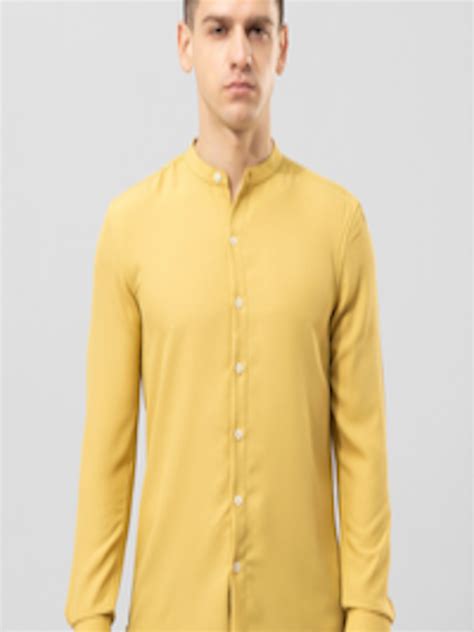 Buy Snitch Yellow Classic Slim Fit Opaque Cotton Casual Shirt Shirts