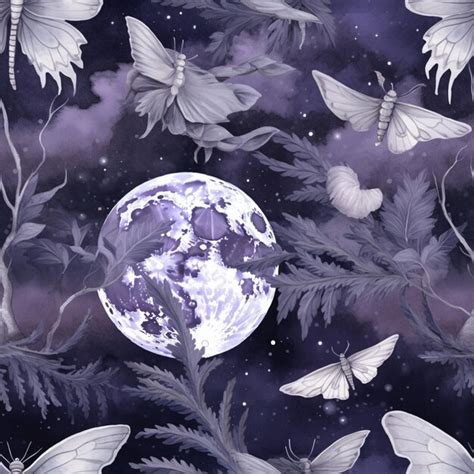 Premium AI Image Butterflies And A Full Moon In A Purple Sky With A