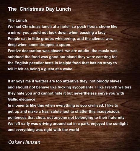 The Christmas Day Lunch The Christmas Day Lunch Poem By Jan Oskar Hansen