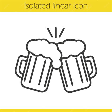 Premium Vector Toasting Beer Glasses Linear Icon Cheers Thin Line