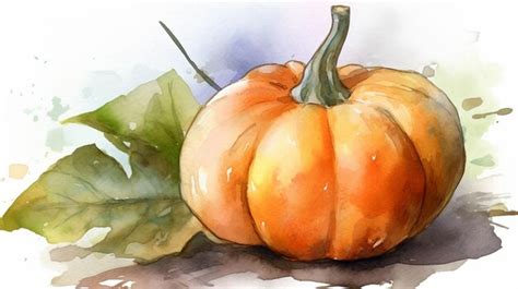 Premium AI Image | A painting of a pumpkin and a leaf