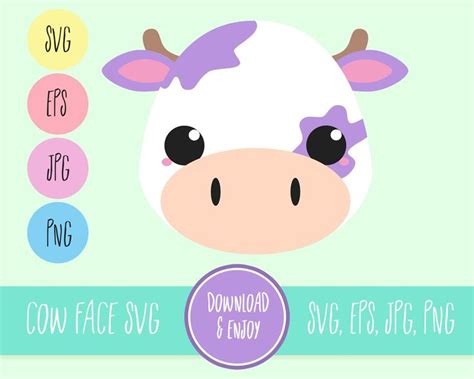 Cow Face Svg Cow Head Svg Layered For Easy Use Svg Eps Etsy Cow Drawing Face Drawing Cow