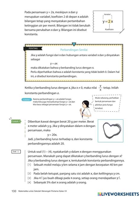 Perbandingan Senilai Dan Berbalik Nilai Worksheet For Fase D Live Worksheets