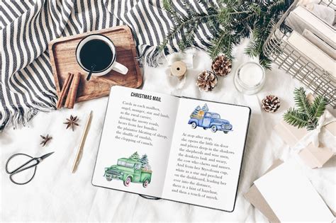 Christmas Trucks Watercolor Clipart Classic Xmas Cars Old Etsy