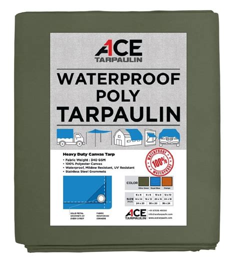 Canvas Pe Laminated Ace Tarpaulin Waterproof Poly Tarp Thickness Mm