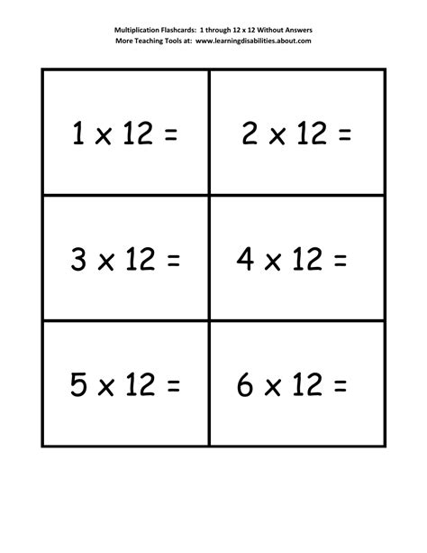 Multiplication Flashcards - 1 Through 12 X 12 Download Printable PDF | Templateroller