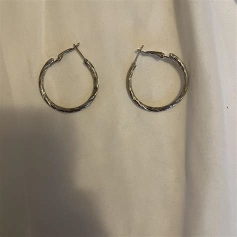 Silver Hoop Earrings Depop