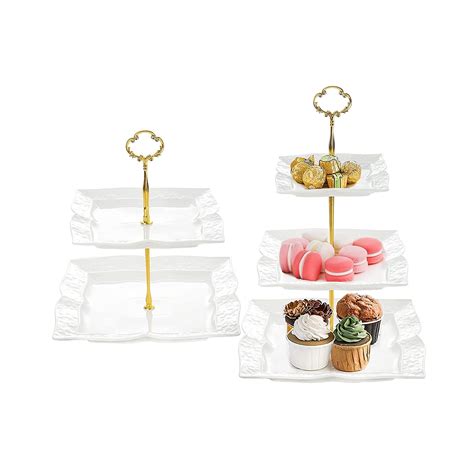 2 Set Ceramic Cupcake Stand 3 Tier And 2 Tier Porcelain Tiered Cake