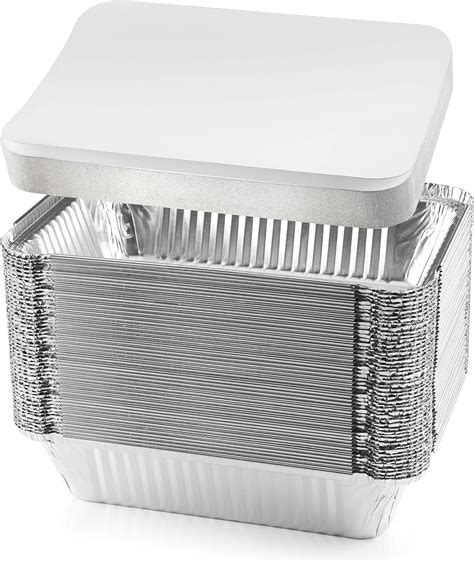 50 Aluminium Foil Trays With Lids 500ml Premium Disposable Food