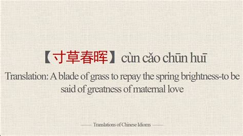 Translations of Chinese Idioms 寸草春晖 YouTube